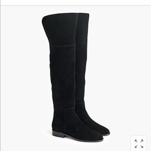 JCrew black suede over the knee boots.